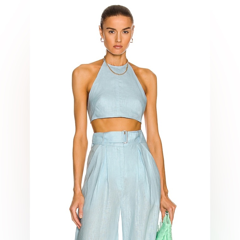 Light Blue Halter Neck Tank Top